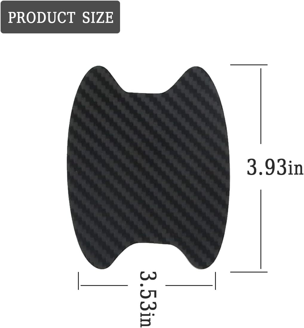 8Pcs Orange Carbon Fiber Car Door Handle Anti-Scratch Protector Film Sticker