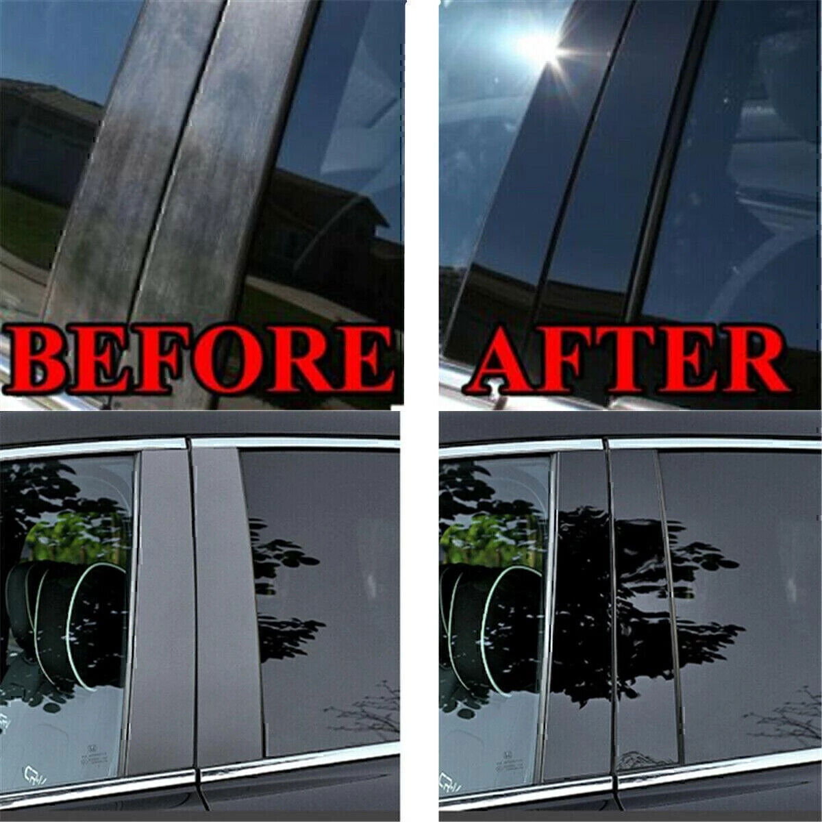 For 13-18 for Nissan Altima Piano Black Pillar Posts Door Window Molding Strip Trims