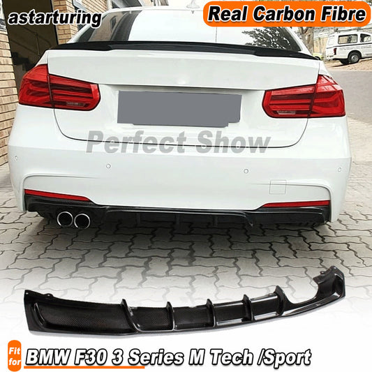 for BMW F30 3 Series M Tech /Sport 2013-18 REAL Carbon Rear Bumper Diffuser Lip
