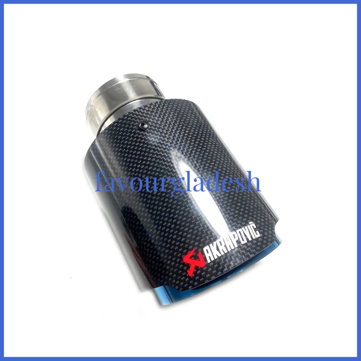 1X 3.0 76mm  4.0101mm Akrapovic Glossy Carbon Fiber Exhaust tip Blue End pipe