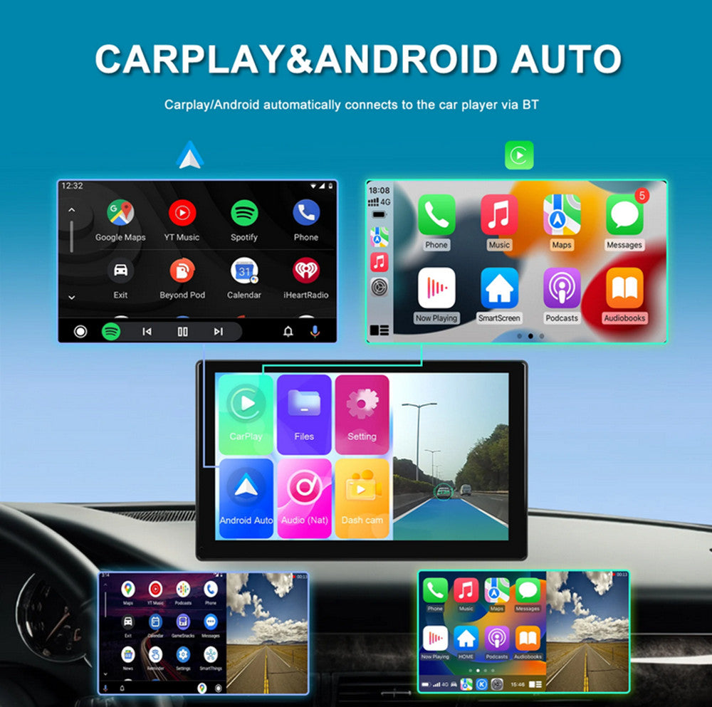 9in 1080P Dash Cam Car Monitor DVR Night Vision For Apple Carplay Android Auto