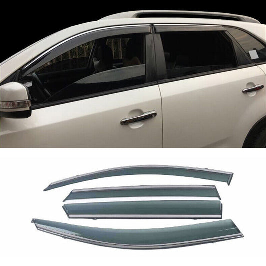 for Kia Sorento 2011-2014 Car Window Visors Sun Rain Guard Deflectors W/Chrome