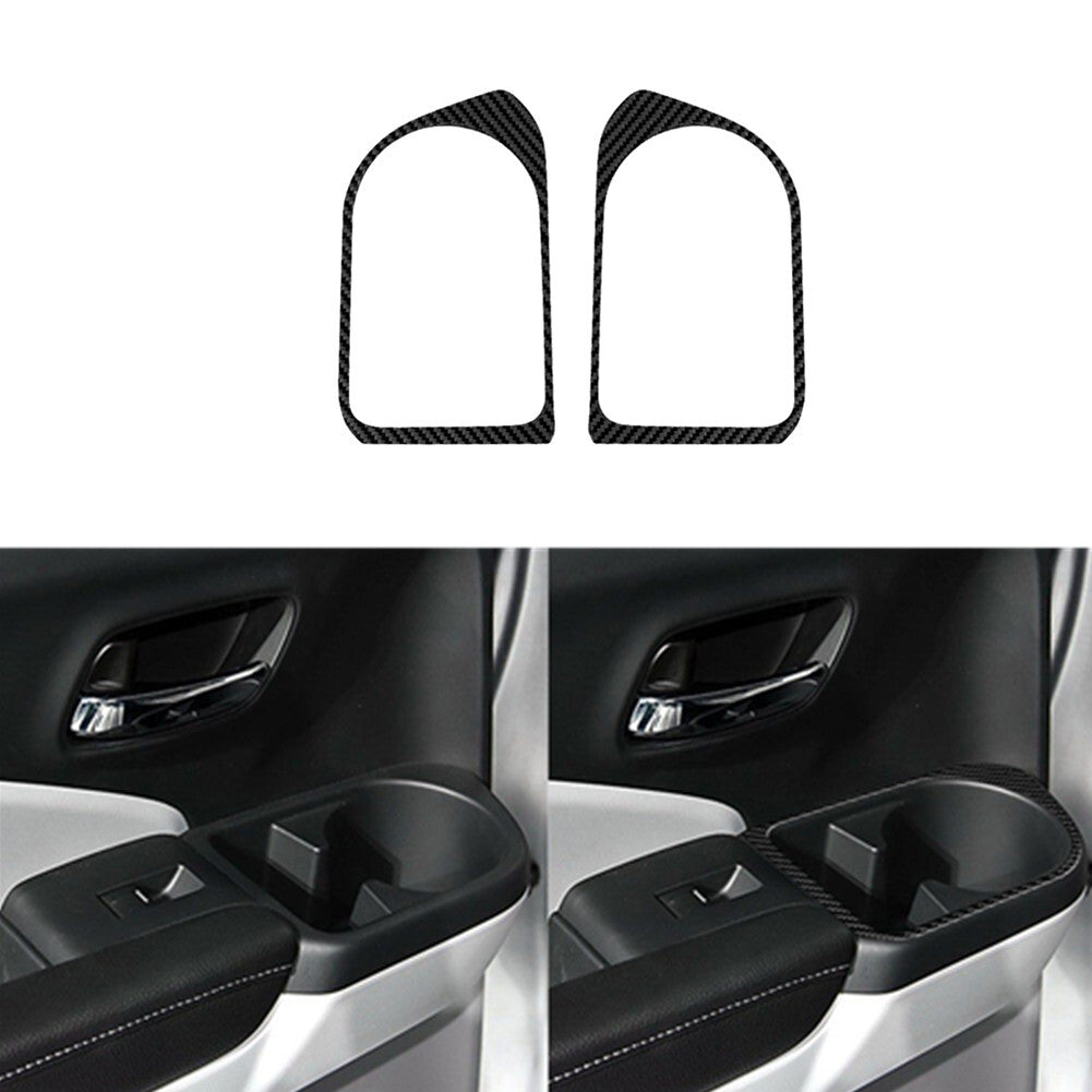 2X Carbon Fiber Rear Door Cup Holder Frame Trim for Honda Ridgeline 2017-2020