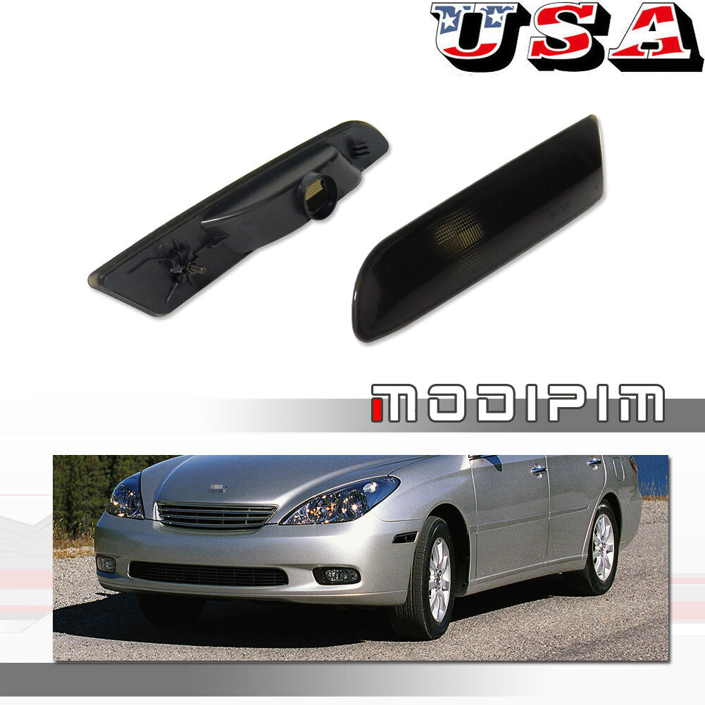 Smoked front fender side marker light housing cover kit for Lexus ES300 ES330
