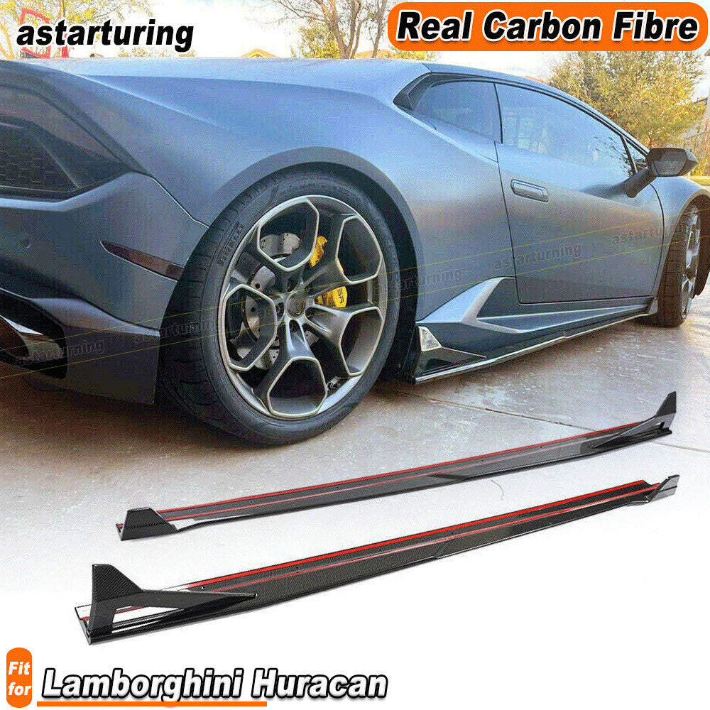 Fit for Lamborghini for Huracan 2014-19 Real Carbon Fiber Side Skirts Extension Lip