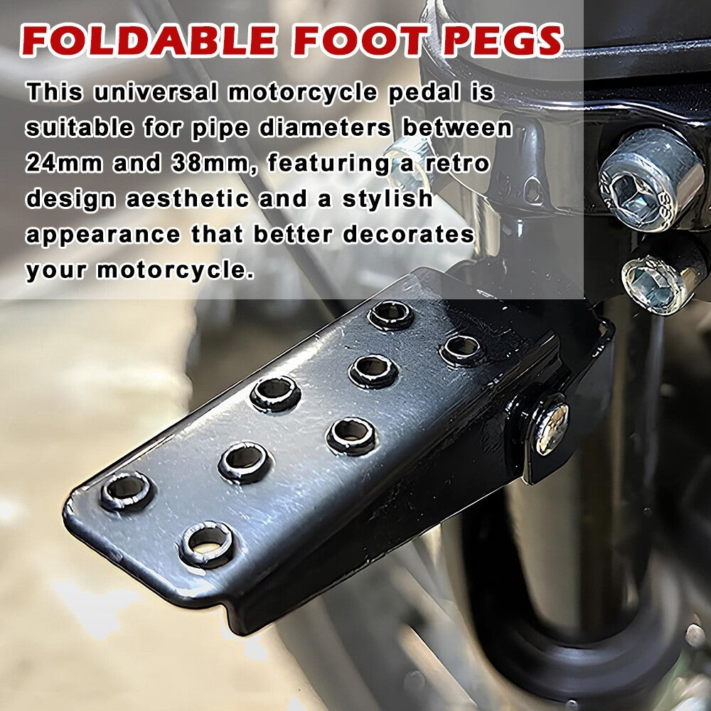 2x Motorcycle Rear Pedals, Steel Moto Non-Slip Folding Rear Footrest Foot Pegs