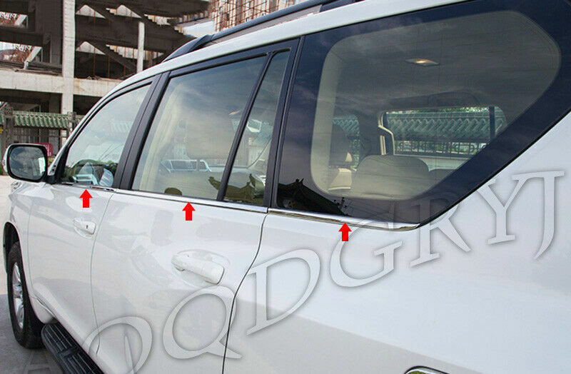 for Toyota Prado 2010-21 Chrome Steel Bottom Window Strip Sill Cover Trim Kit 6x