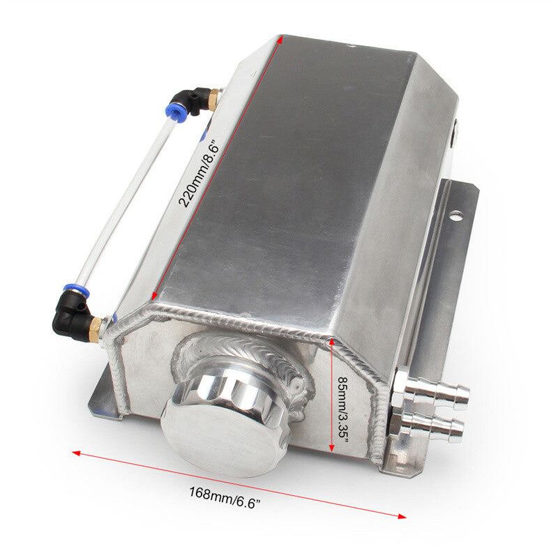 Universal 2L Aluminum Coolant Radiator Overflow Tank Reservoir Expansion Silver