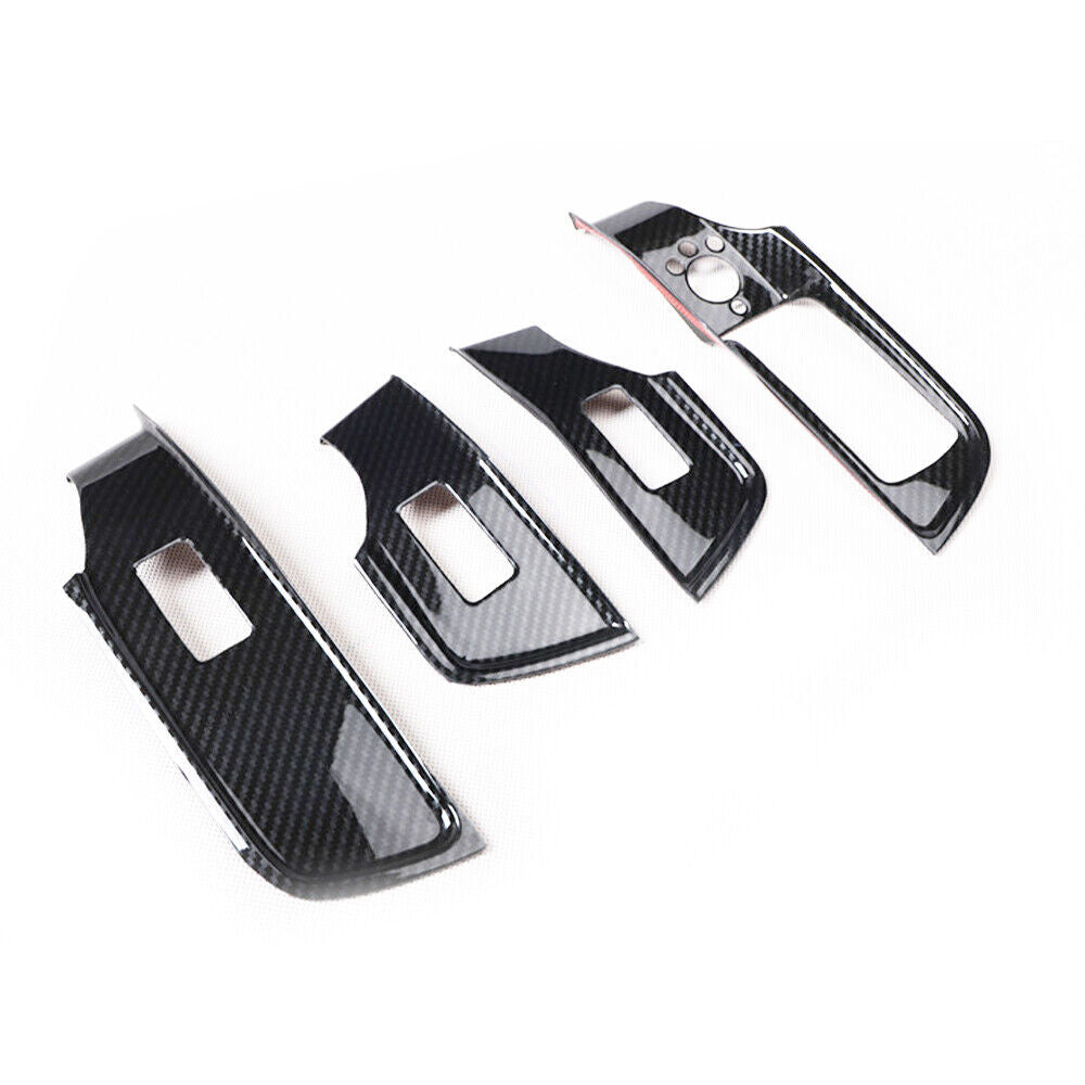 Glass Window Lifting Lock Panel Trim 4 Fit for Audi Q2L 2018-2021 Carbon Fiber