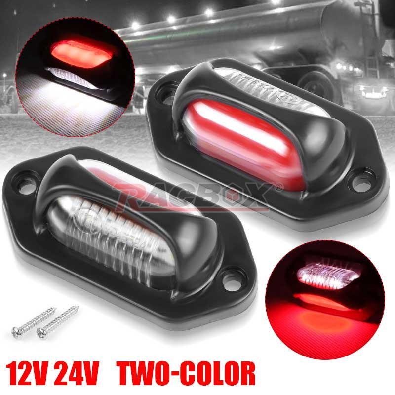 2X Universal LED License Plate Tag Light Lamp White Red For Truck SUV Trailer RV