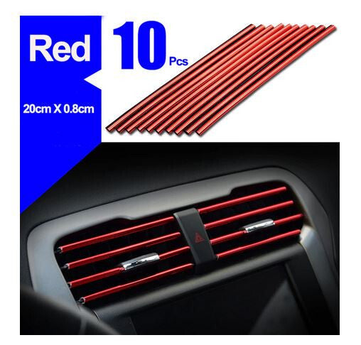 10-Piece Car Air Conditioner Socket Decorative Molded Trim Strips in Red for Honda
