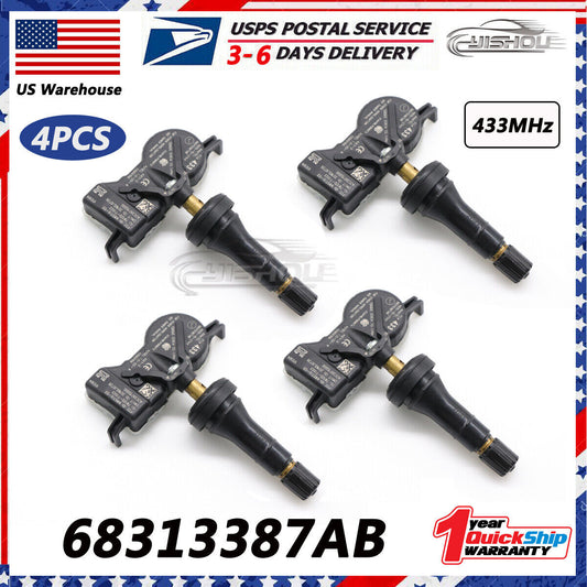 New TPMS Tire Pressure Sensor 68313387AB for CHRYSLER for JEEP for Dodge 433MHz 4pcs