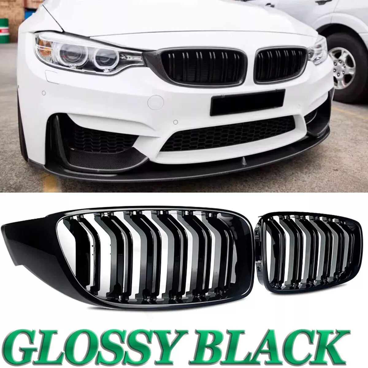 for BMW 4 Series F32 F33 F36 F80 2014-2020 Gloss Black Front Kidney Grille Grill