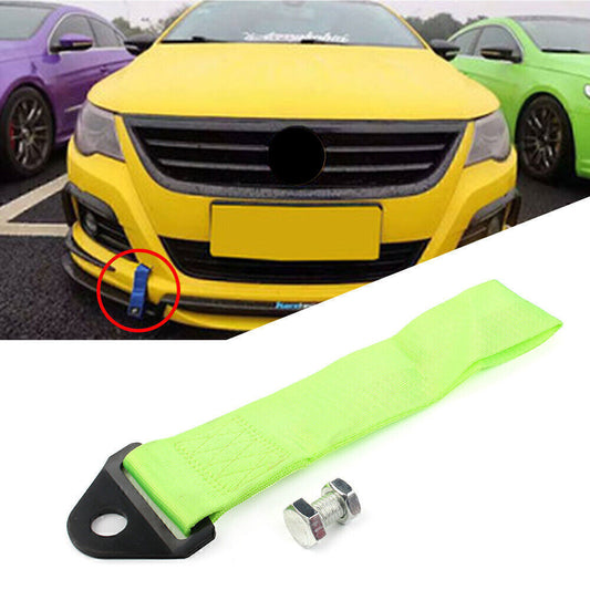 Racing Car Green Towing Strap Belts Rope Rally Hook Universal Rear/Front Bumper