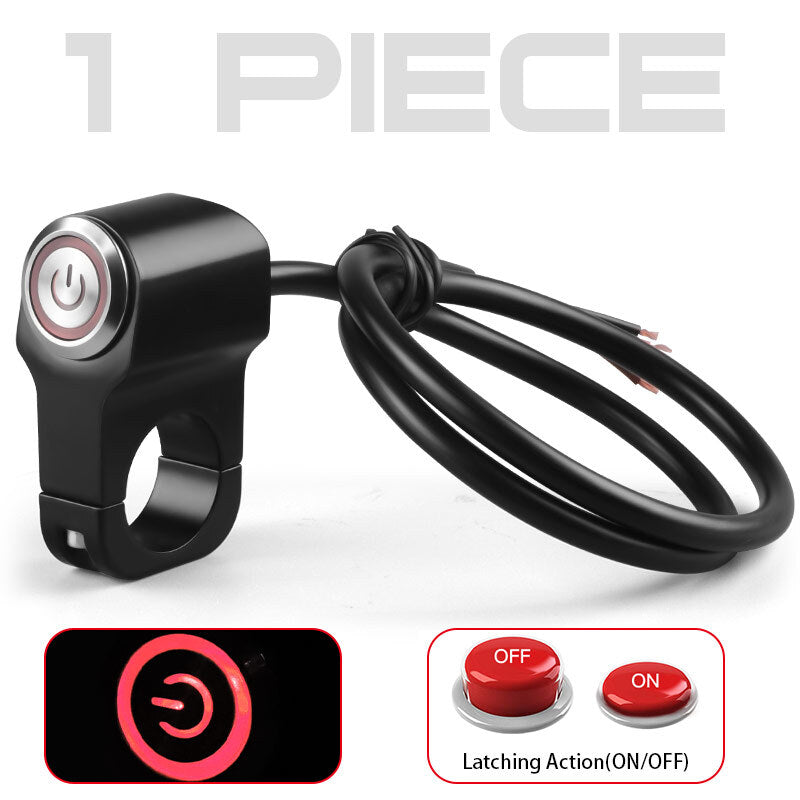 7/8 Handlebar Headlight Fog Light Switch On/Off LED Red Motorcycle Dirt Bike US