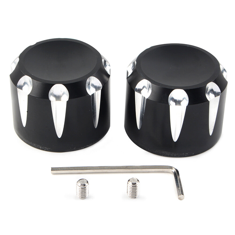 CNC Front Axle Cap Nut Covers Black Fit for Harley Touring Road King Electra Glide