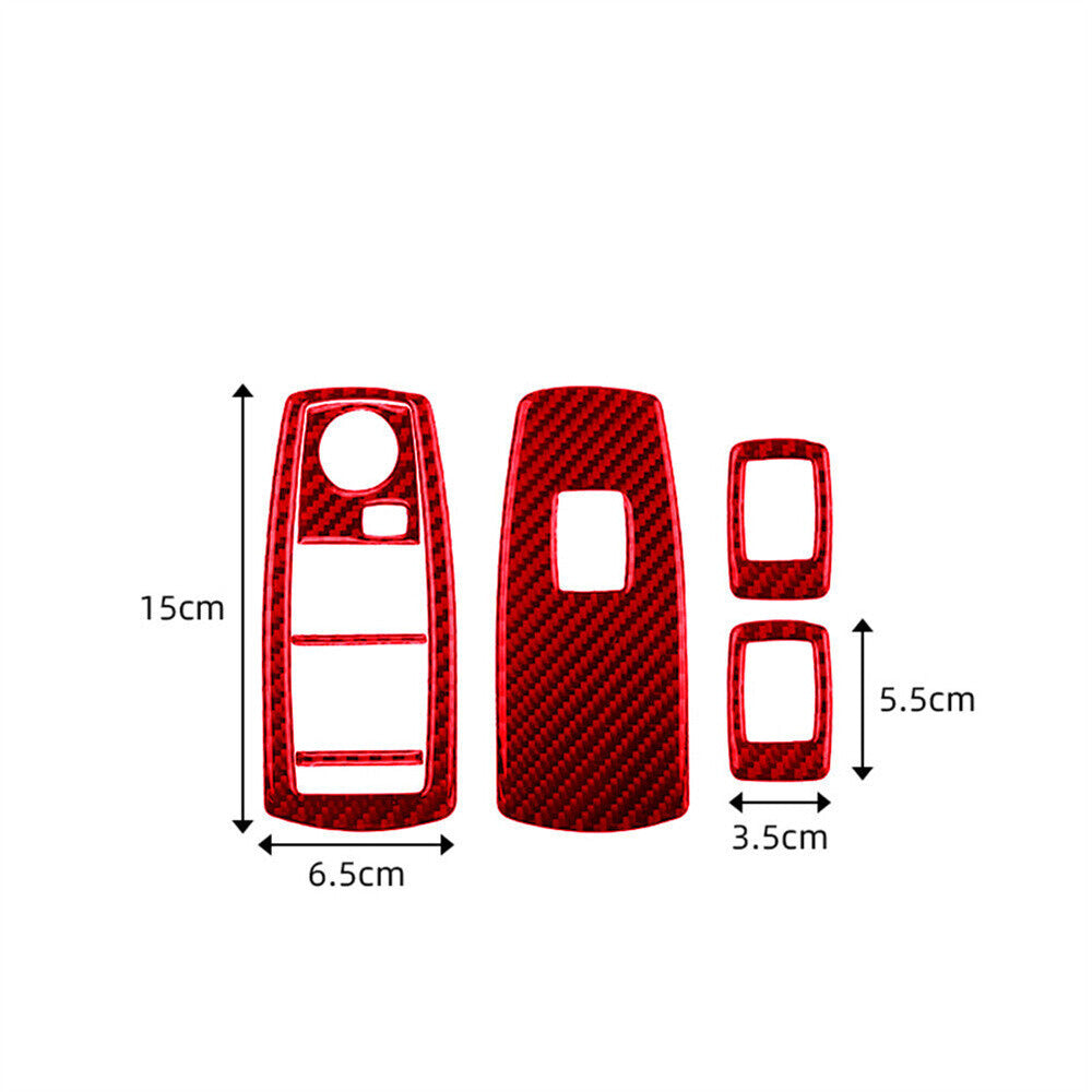 7¡ÁRed Carbon Fiber Window Lift Switch Button Panel Trim for BMW X3 E83 2004-2010