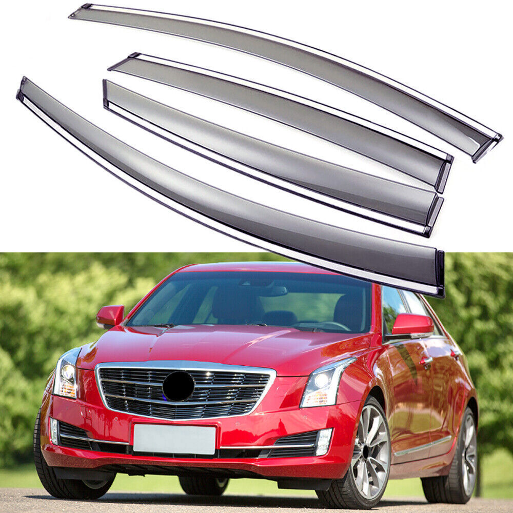 4X Sun Rain Guard Window Visor Vent Shade Wind Deflector For 13-19 for Cadillac ATS