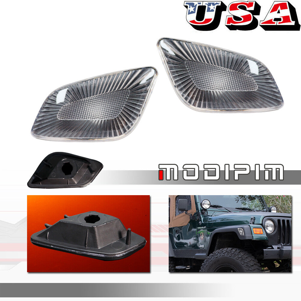 2-Piece Front Fender Side Marker Light Housing Cover for 1997-2006 for Jeep for Wrangler