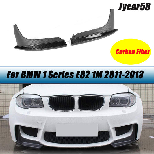 For BWM E82 1 Series 1M 11-13 Front Bumper Splitters Lip Chin Flaps Carbon Fiber