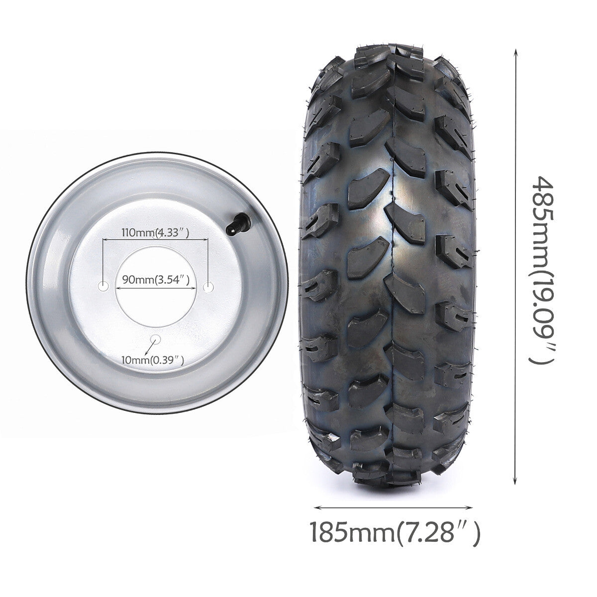 2 sets of all-terrain vehicle tires (19x7-8), rims (19x7.00-8), steering joints, and rims for go-karts.