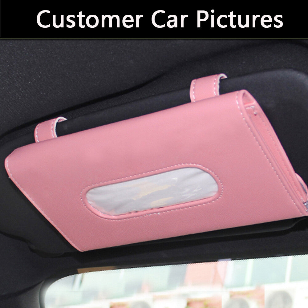 Pink Car Tissue Box Towel Car Sun Visor Tissue Box Holder Auto Interior Storage