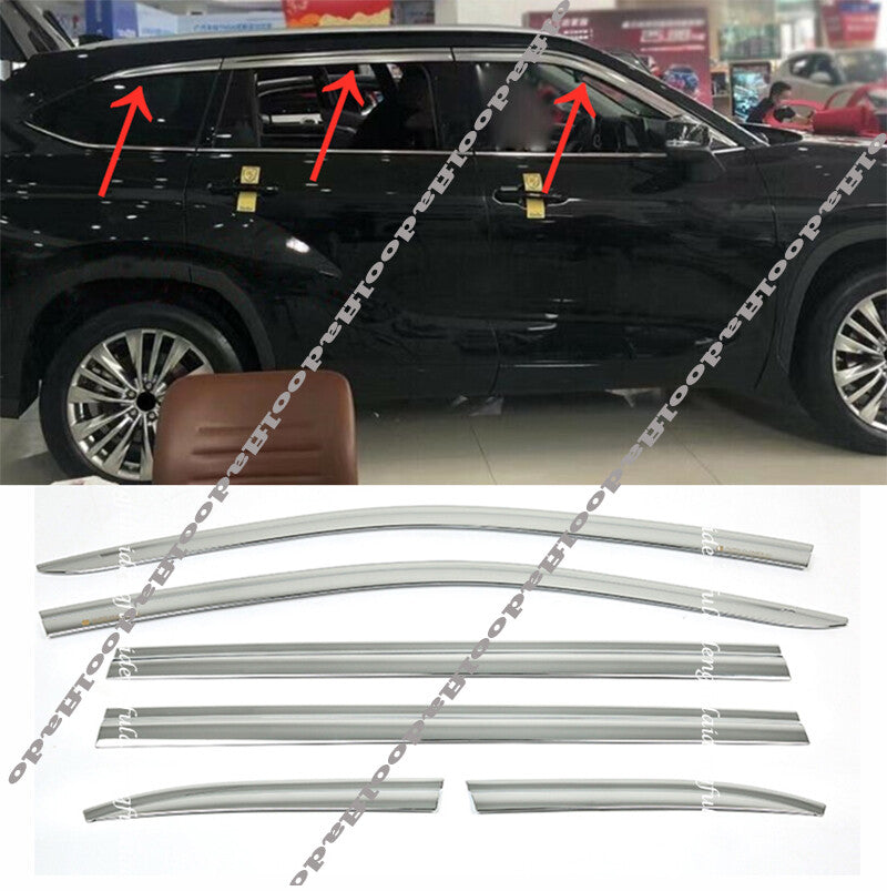 for Toyota Highlander 2020-23 Chrome Window Vent Visor Sun Rain Deflector Guard