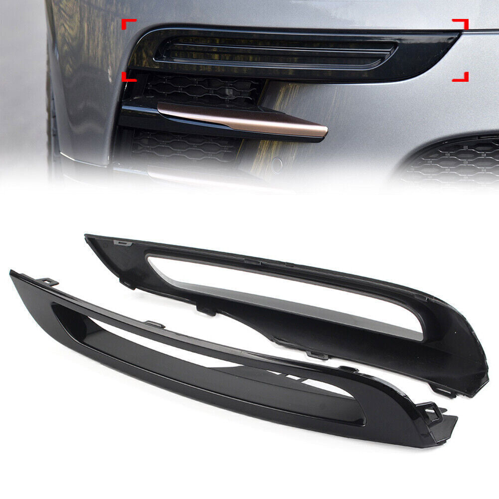 for Range Rover Velar 2018-2023 Gloss Black Front Bumper Fog Light Cover Trim 2X