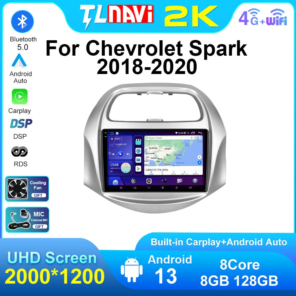 Android CarPlay Car Radio for Chevrolet Spark 2018-2020 Stereo GPS Player Screen