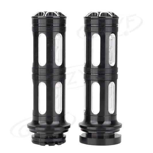 2x CNC 1 Handlebar Hand Grips Fit for Harley Touring Road Street Glide 1996-2007