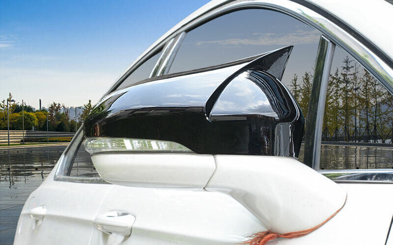 Gloss Black OX Horn Rear View Mirror Cover Trim for Ford Mondeo Fusion 2013-2020