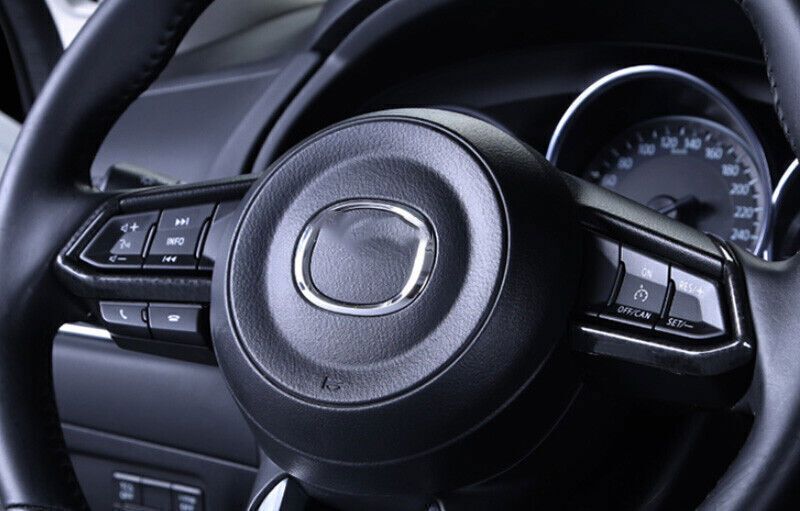 for Mazda 3 Axela 2017-2019 Carbon Fiber ABS Steering Wheel Button Cover Trim 2P