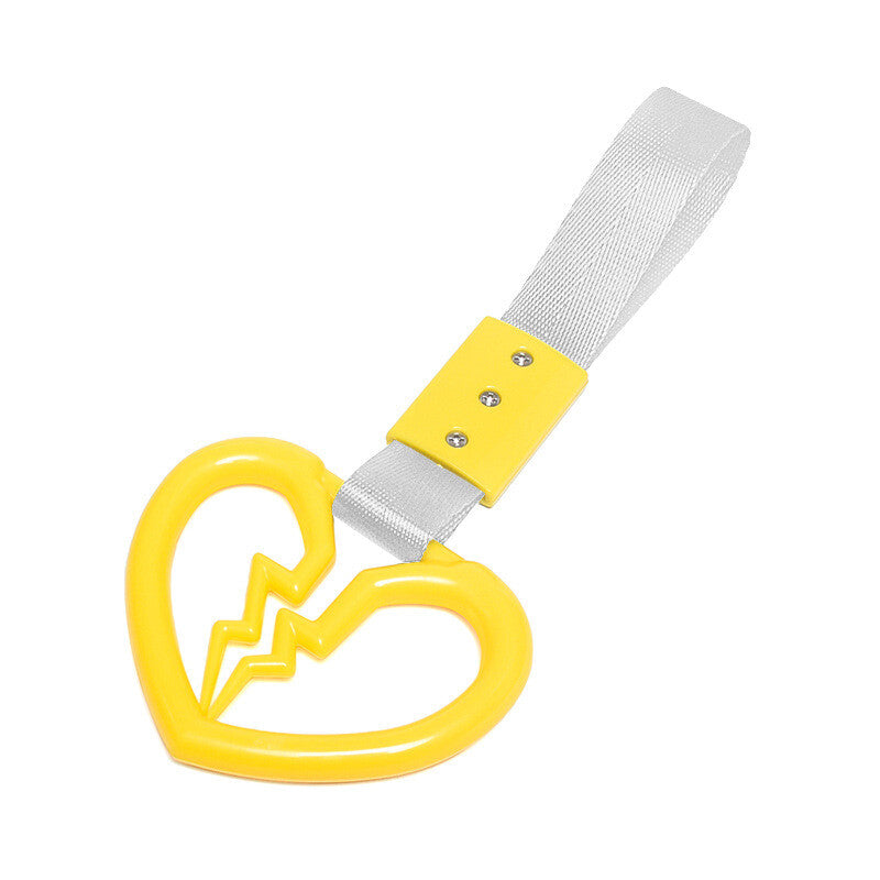 Devil Broken Heart Ring Car Handle Strap Charm Tool Tsurikawa Silver Belt Yellow