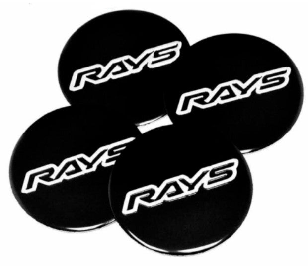 4-Piece Pack 45mm Black Ray Wheel Center Sticker, Hub Sticker, Rim Sticker