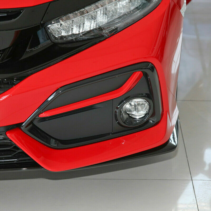 for Honda for Civic Hatchback 2020-21 BlackRed ABS Front Fog Light Lamp Cover Trim