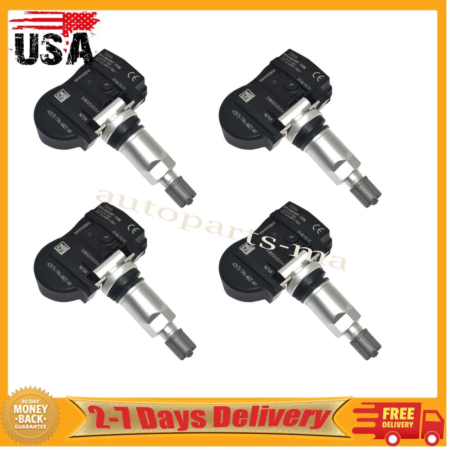 4X Tire Pressure Sensor 315MHz 42753-TP6-A82 for Honda Accord CR-V Crosstour
