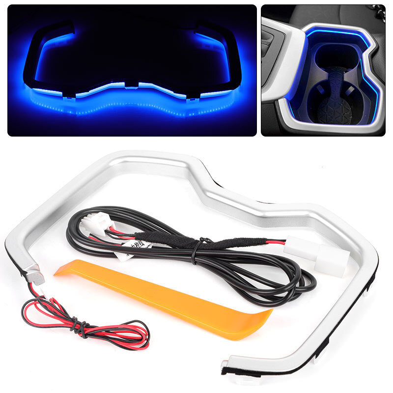 Water Cup Holder Frame with LED Devoretive Light Blue for Toyota RAV4 2019-2024
