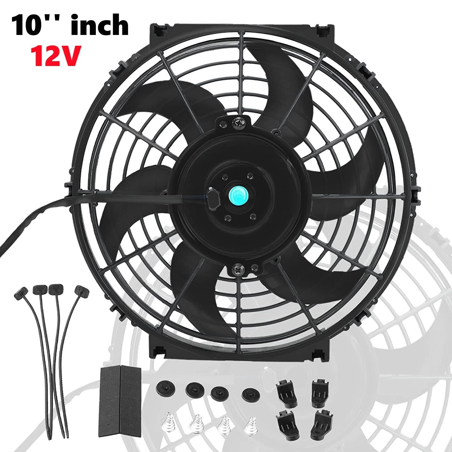 10-inch ultra-thin fan push-pull electric radiator cooling 12V 80W 800CFM mounting kit
