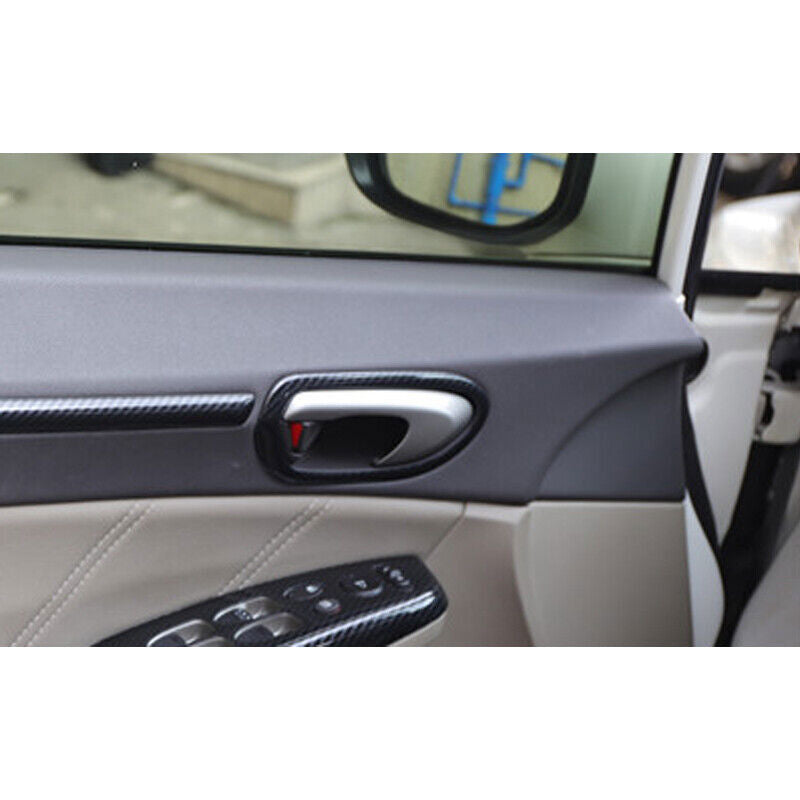 ABS Carbon Fiber Side Door Inner Handle Cover Trim for Honda 8th for Civic 2006-2011