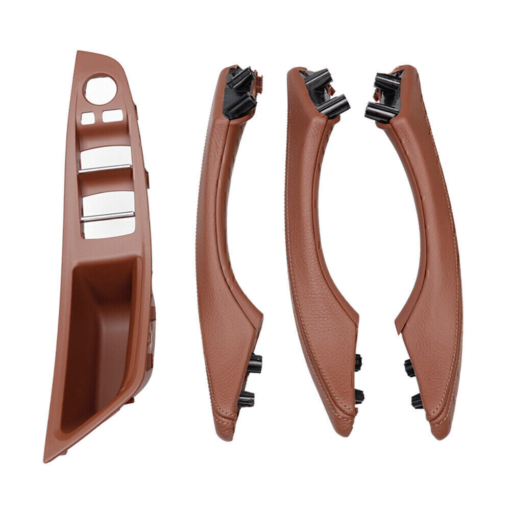 Door Trim Handle Real Leather Fit for BMW 5 series F10 F11 F18 10-17 LHD Red Brown