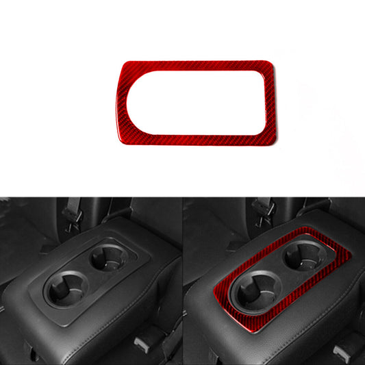 Red Carbon Fiber Rear Armrest Cup Holder Frame Trim for Dodge for Ram 1500 2009-12