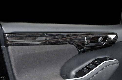 4pc Black Wood Grain Inner Door Panel Strip Trim for Toyota Highlander 2020-2023