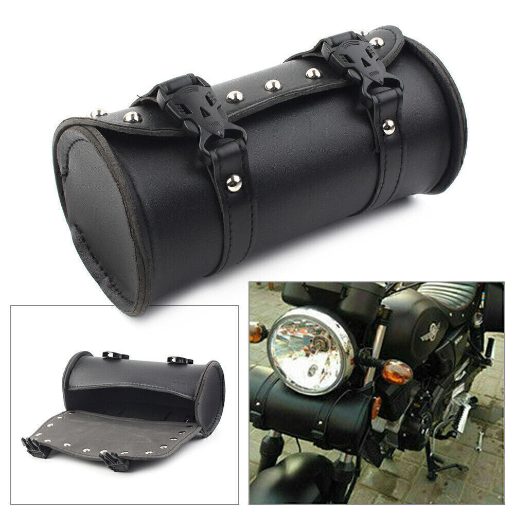 Handlebar Sissy Bar Bag Saddlebag Fork Roll Barrel Bag Fit Touring Motorcycle