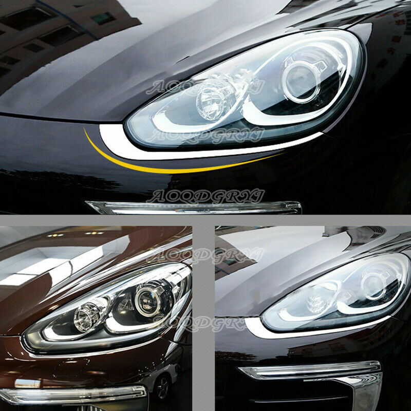 for Porsche for Cayenne 2015-2017 Chrome Front Headlight Eyebrow Trim Strip Cover 2X
