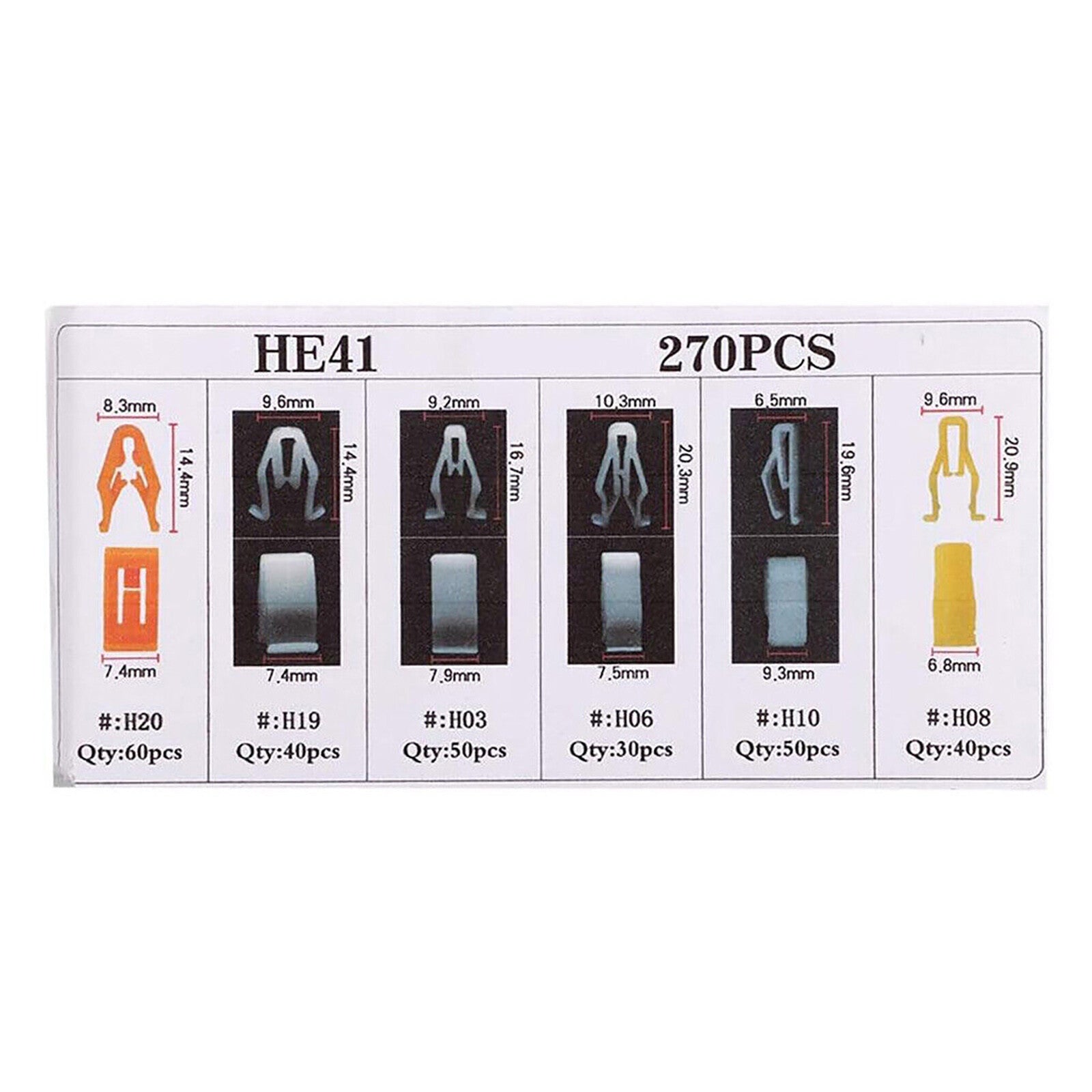 270Pcs 6 Sizes Dashboard Trim Fastener Clip Kit Car Interior Panels Fixing Clip