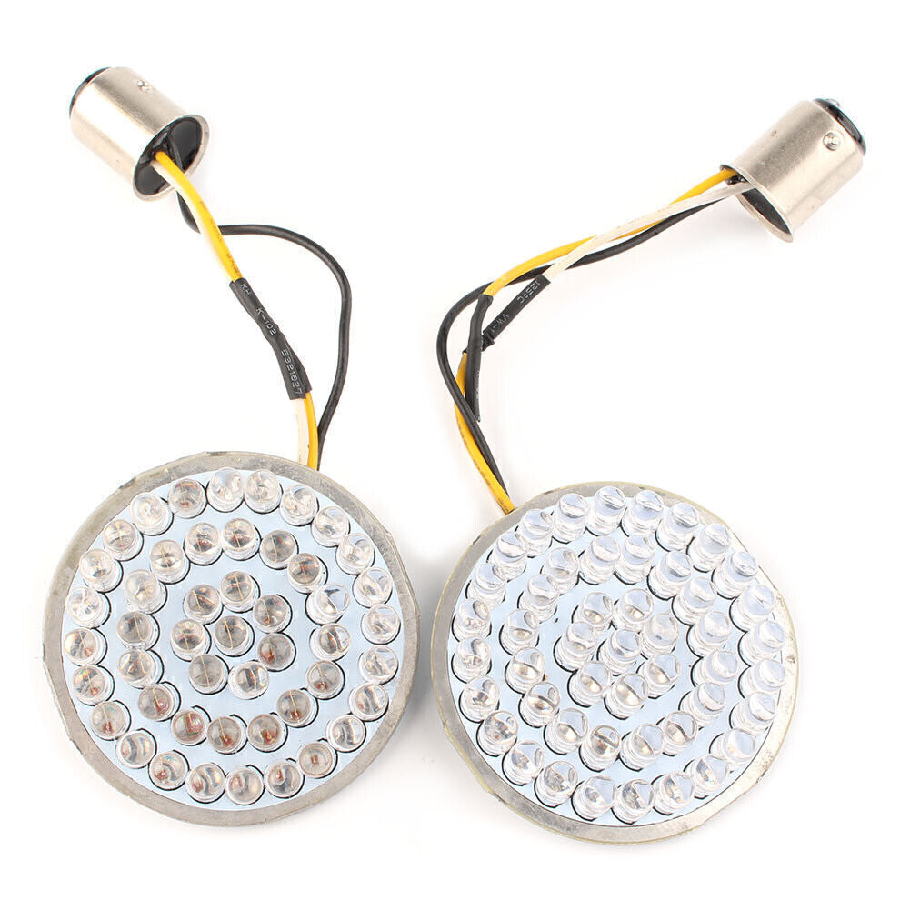 for Harley 2 1157 LED Red Amber Stop Brake Turn Signal Inserts Lights