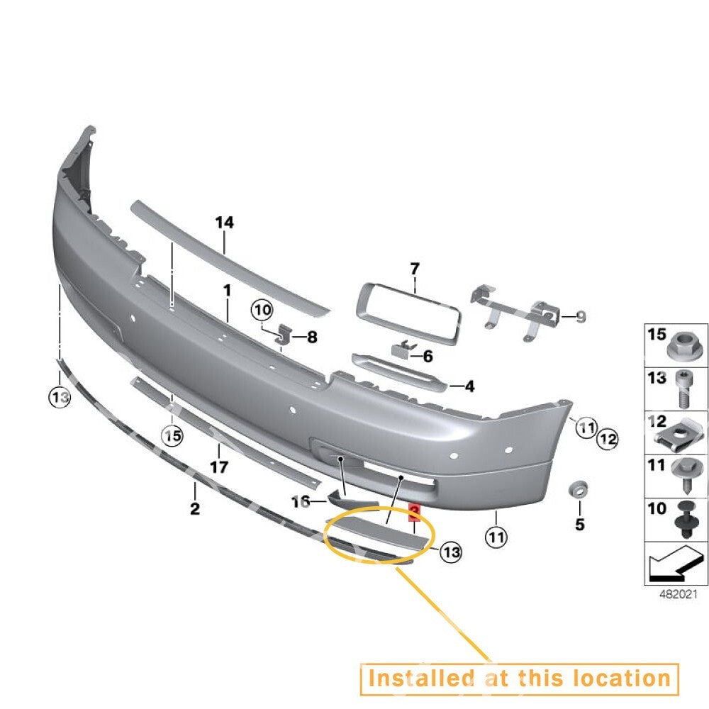 for Rolls-Royce for Phantom 2013-2017 FRONT BUMPER CHROME STRIP Right 51117204578