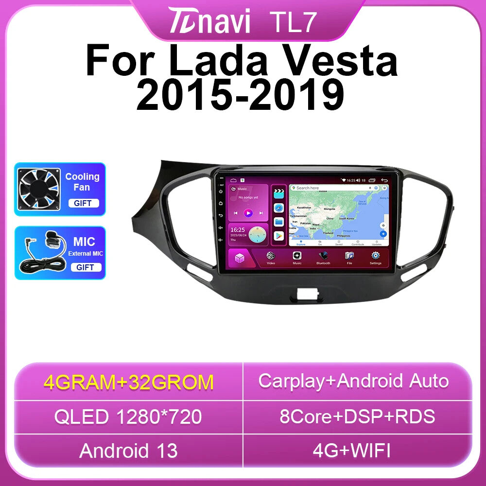 Android CarPlay Car Radio for LADA Vesta Cross Sport 2015-2019 GPS Stereo Screen