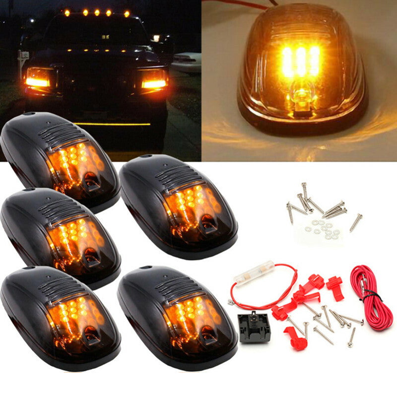 5Pcs Car SUV Cab Roof Marker Lights Black Smoked Lens External Semaphore Lamp