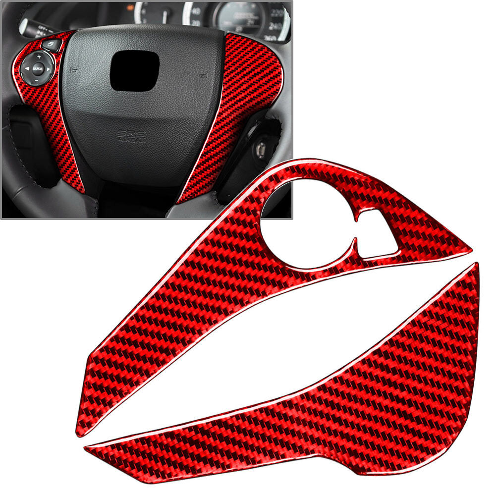 Steering Wheel Button Cover 2PCS Red Fit for Honda Accord 2013-2017 Carbon Fiber
